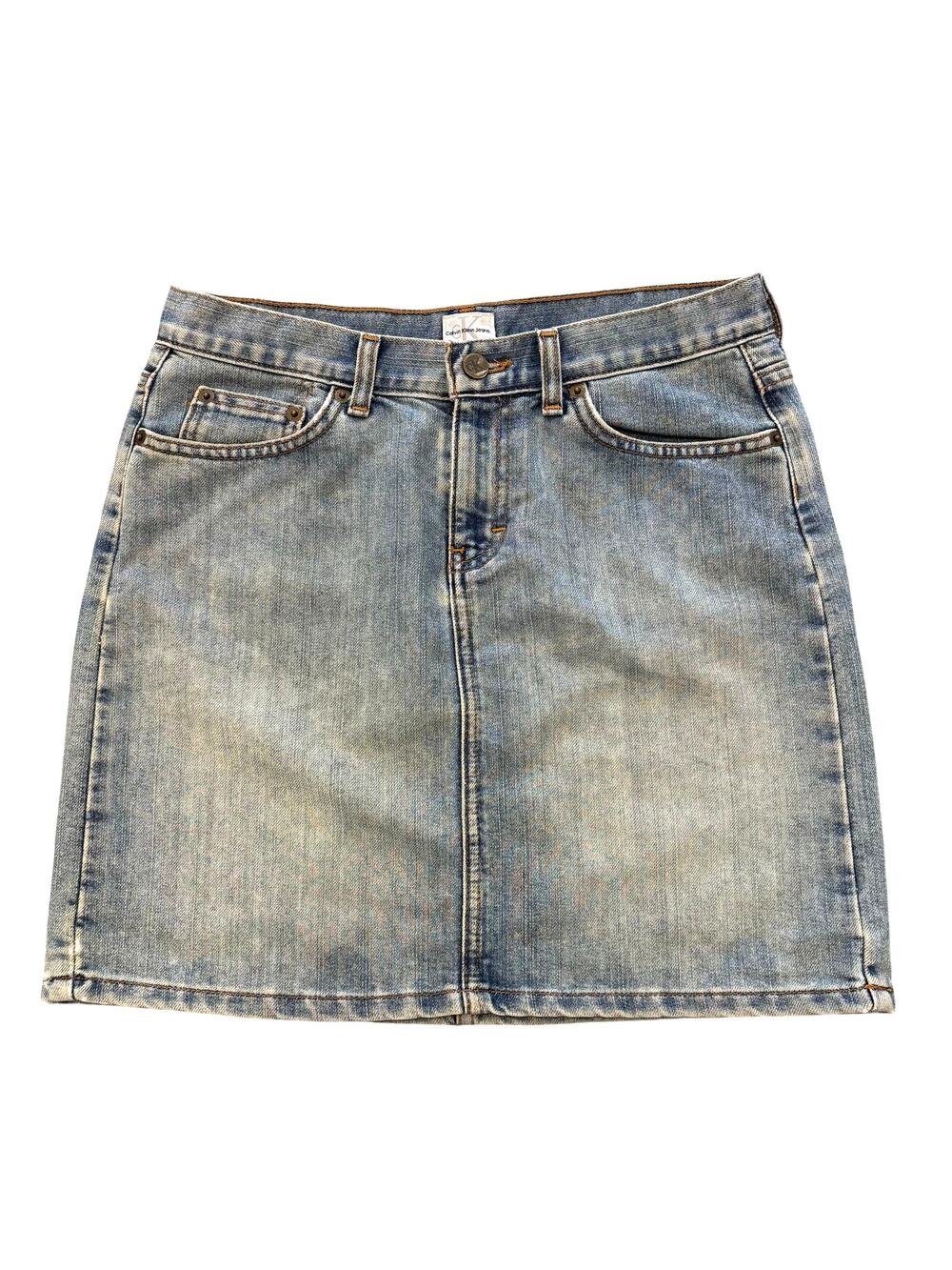 VTG Calvin Klein Jeans Blue Denim Mini Skirt Y2K Medium Wash Jean Skirt, Size 7